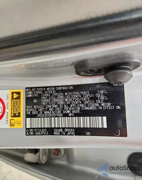 2013 Toyota Highlander Hybrid Limited from USA, damaged, VIN JTEDC3EH2D2019065